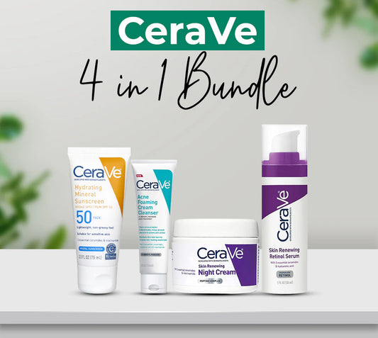 CeraVe 4 in 1 Skincare Kit – Cleanser, Serum, Night Cream & Sunblock for Radiant Skin