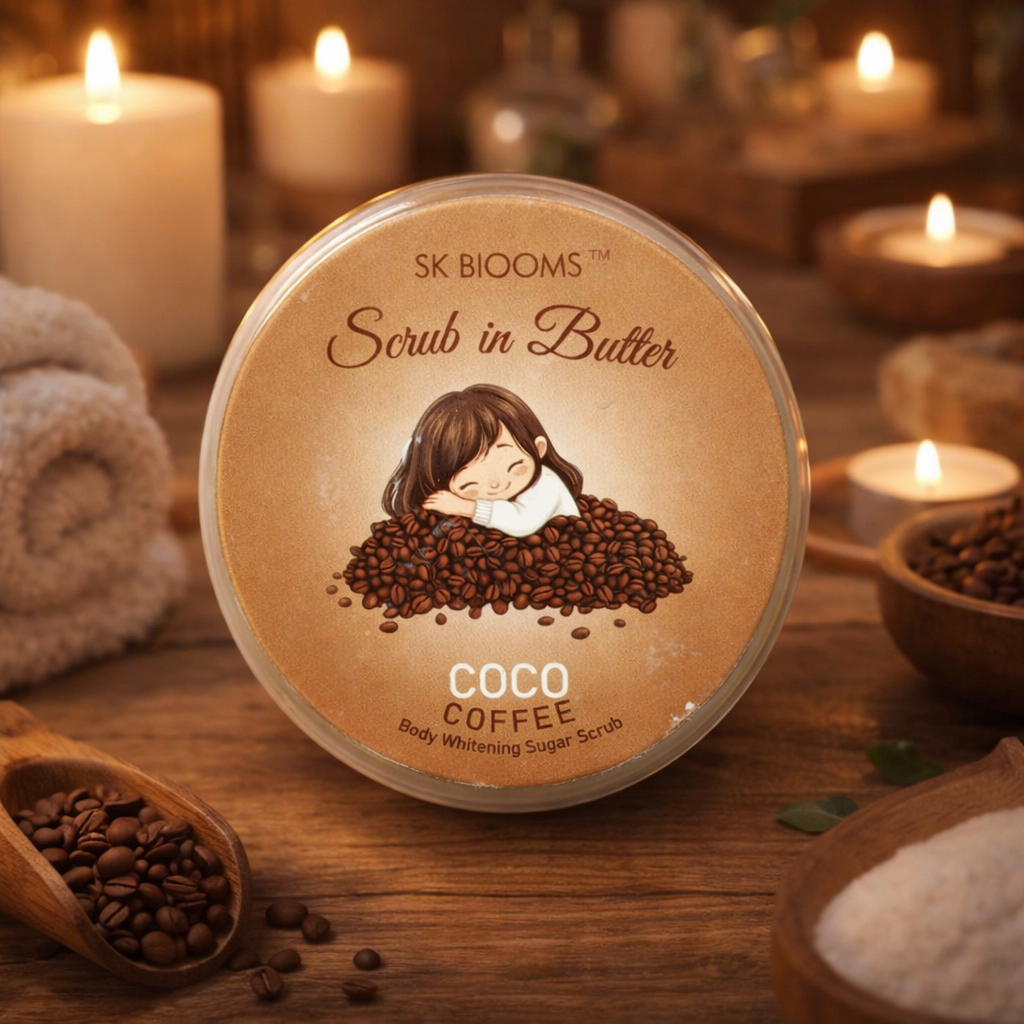 2 scrub | SK Blooms Coco Coffee Scrub and ButterSK BLOOMS Natural Sugar Body Scrub for Smooth Skin