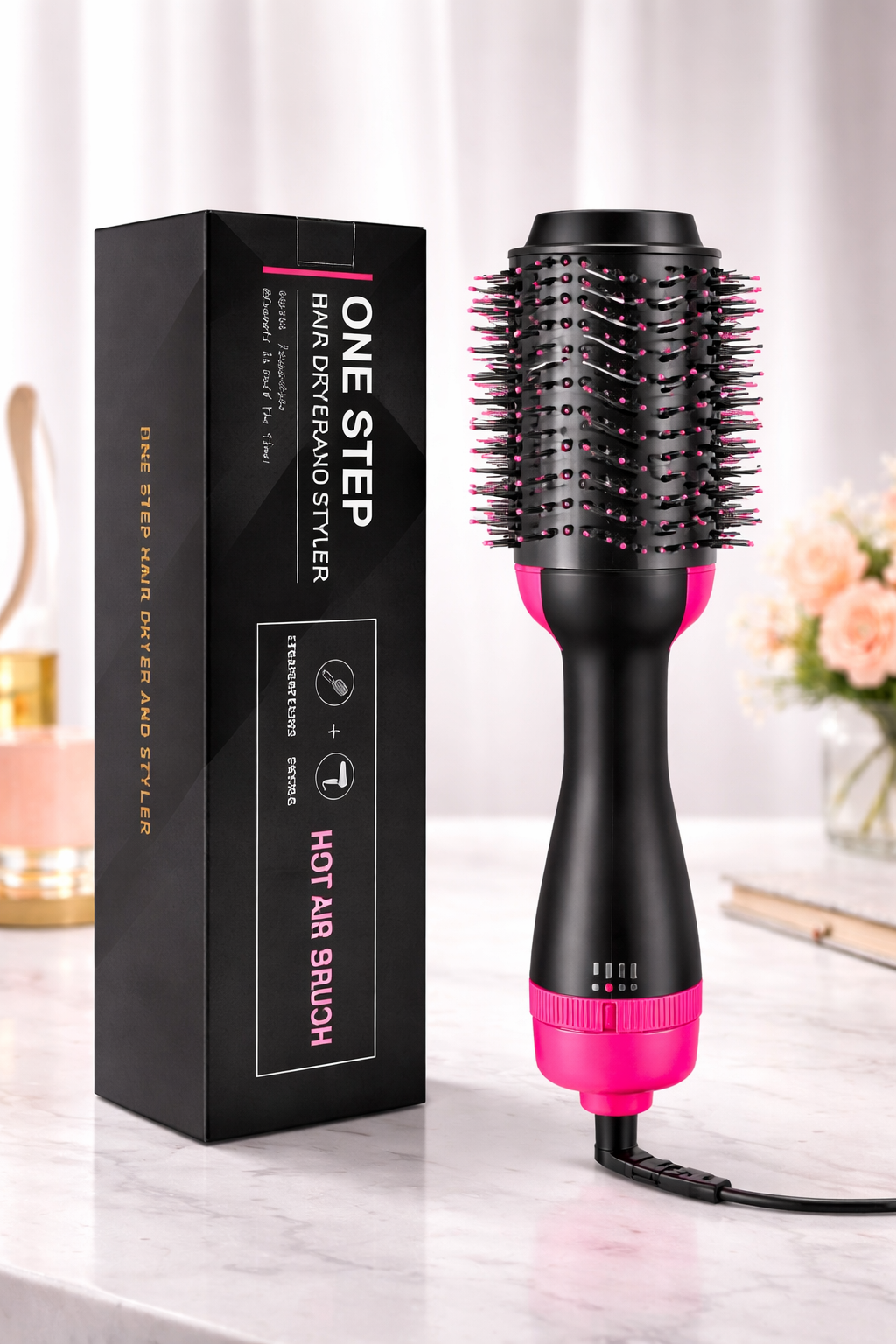 3-in-1 One Step Hot Air Brush Hair Dryer & Styler – Drying, Straightening & Volumizing Brush