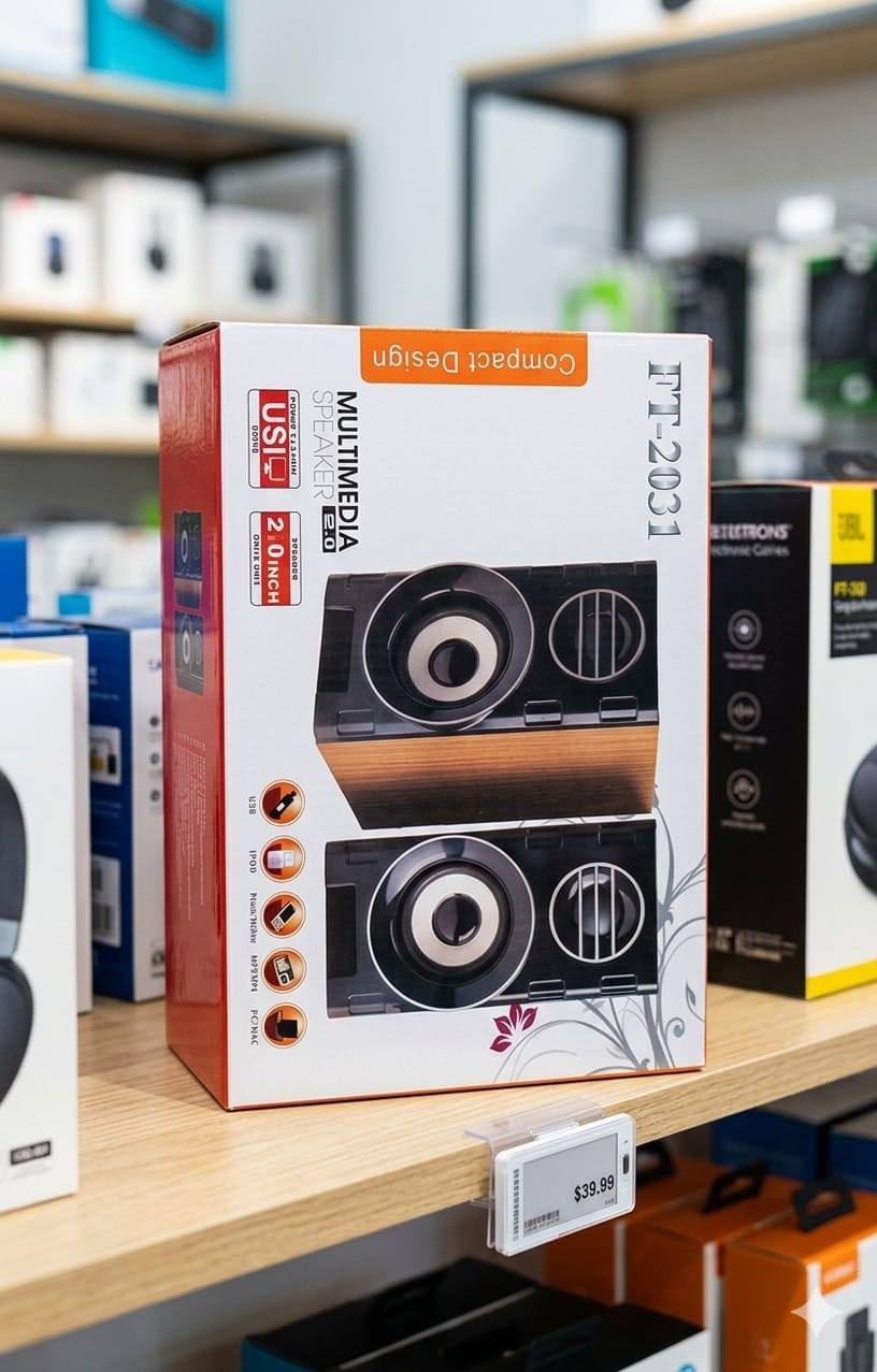FT-2031 Premium Subwoofer Pair Speakers – High Bass Multimedia USB Speakers