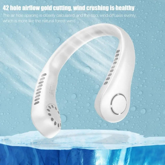 Portable Neck Fan Electric Wireless Fan Rechargeable USB Mini Fan Bladeless Personal Fans Hanging Neck Cooler for Outdoor Sports