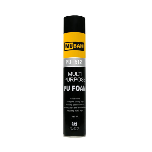 Mubah PU Foam Spray 750ml – Multipurpose Expanding Foam for Gaps, Joints, and Crack Filling | PU 512 High-Performance Sealant